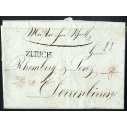 1820, Z&uuml;rich, Brief des 24.10. als Muster ohne Werth...