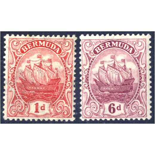 1910-1925, set of 8, without 1/2 d. green, SG 44,46-51