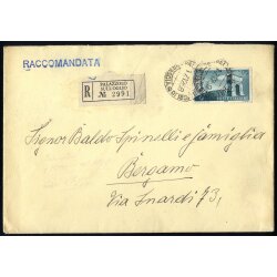 1958, lettera raccomandata da Palazzolo sull&acute;Oglio...