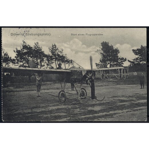 1914, "Döberitz (Uebungsplatz), Start eines Flugapparates, interessante frühe AK