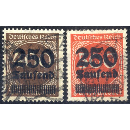 1923, Freimarken, 250 Tsd auf 400 M und auf 500 M, infla geprüft, Mi. 294+296