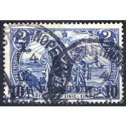 1900/1904, 10 PIA auf 2 M schwärzlichblau, Type I, Mi. 21 I