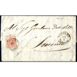 1850, 15 Cent. rosso, prima tiratura, su lettera da...