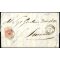 1850, 15 Cent. rosso, prima tiratura, su lettera da Bergamo, firm. Sorani (Sass. 3a - ANK 3HI Erstdruck)