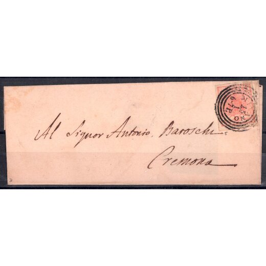 1850, 15 Cent., secondo tipo, su lettera da Milano (Sass. 5 - ANK 3HIIb)