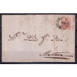 1850, 30 Cent. bruno lillaceo su lettera da Milano (Sass....