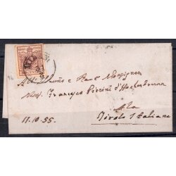1850, 30 Cent. bruno cioccolato su lettera da Milano...