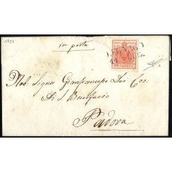 1850, 15 Cent., rosso vermiglio, secondo tipo, su lettera...