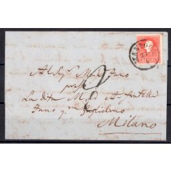 1858, 5 Soldi rosso primo tipo, su lettera da Mantova il...
