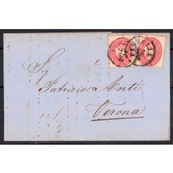 1863, 5 Soldi rosa, due valori su lettera da Venezia il...