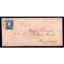 1859, 15 Kr. blau, Type II, auf Auslandsrief von...