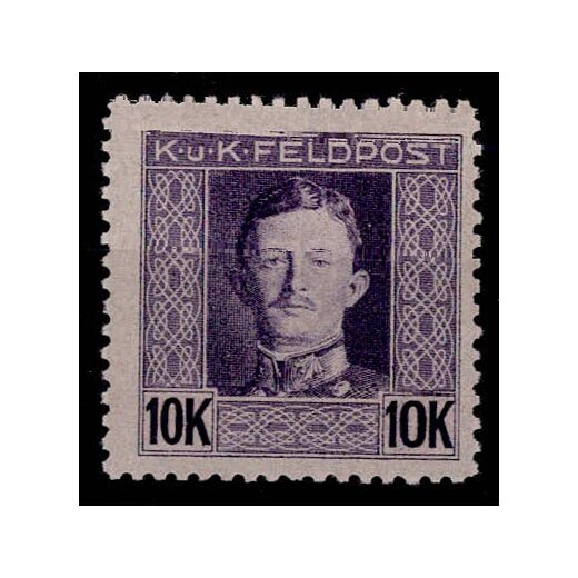 1917/18, Kaiser Karl, 10 Kr. violett, LZ 11?, postfrisch (ANK 72B / 80,-)