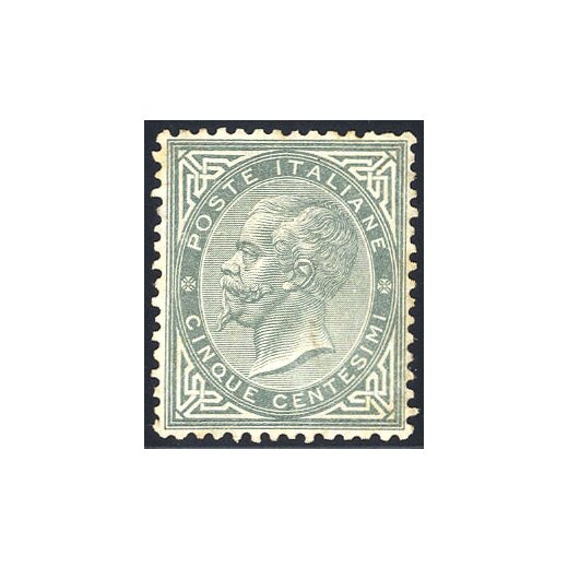 1863, De La Rue, tiratura di Torino, 5 Cent., senza gomma (S. T16 / 375,-)