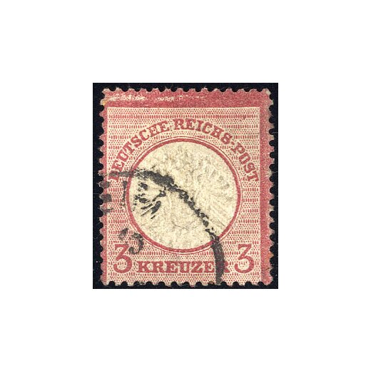 1872, 3 Kreuzer rot mit PF helle Striche im Rahmen oben links, Mi. 25 VI
