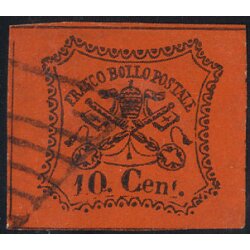 1867, 10 Cent. vermiglio arancio, firm. Cardillo (S. 17 /...