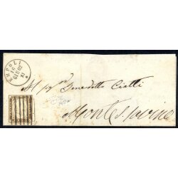 1855/63, 10 Cent. bistro oliva scuro su piccola lettera...