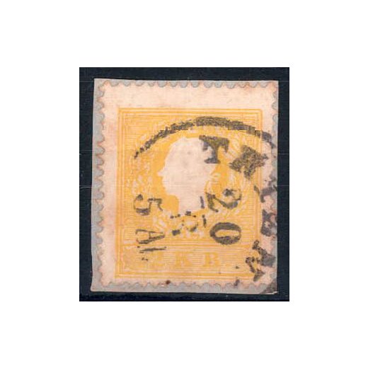 1859, 2 K. gelb, Type II, auf Briefst&uuml;ck, Befund Steiner (ANK 10II)