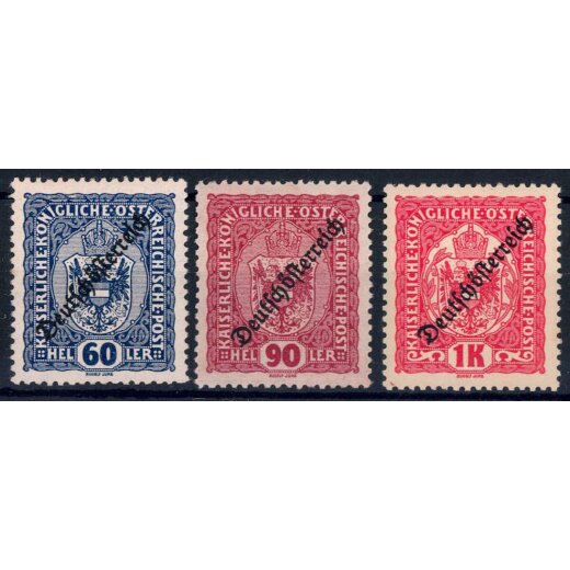 1918/19, Freimarken, 3 H. bis 1 Kr., postfrisch (ANK 228-42 / 83,-)