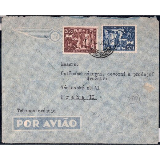 1948, Brief von Lissabon 17.2.1948 nach Prag mit Mi. 717-18 frankiert