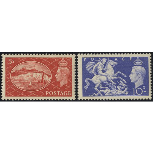 1951, 5 Sh + 10 Sh, K&ouml;nig George VI., Mi. 252-253 / 60,- Unif. 257-258