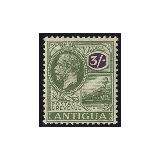 1921, 3 Sh gr&uuml;n/violett, leichte Rostspur, Mi. 59 SG 79 / 50,-
