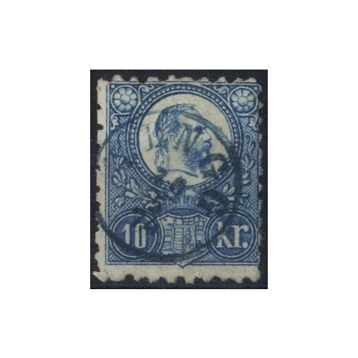 1871, 10 K blau mit Fingerhutstempel in blau Zengg 24.5.74, Mi. 11a