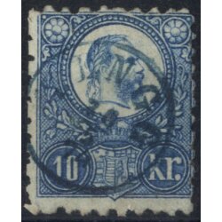 1871, 10 K blau mit Fingerhutstempel in blau Zengg...