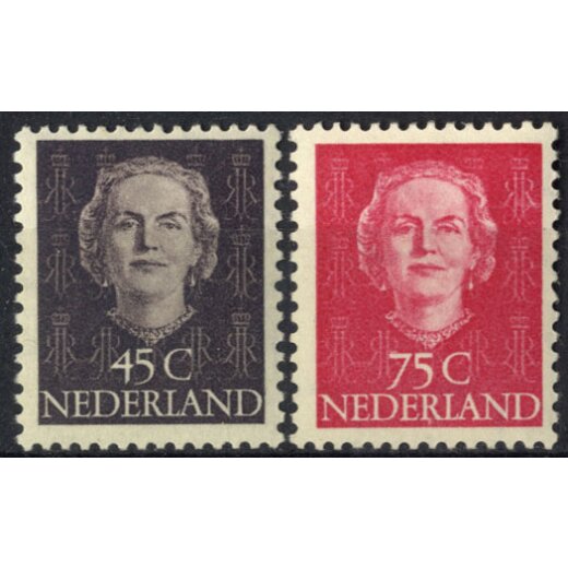 1949, Königin Juliana, 15 Werte, es fehlt lediglich 12 C zinnoberrot, Mi. 525-528,530-539-582