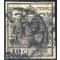 1854, 10 Cent. nero, carta a macchina (Sass. 19)