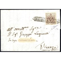 1850, 30 Cent. bruno chiaro, prima tiratura, su lettera...