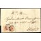 1854, 15 Cent. rosso vermiglio, carta a macchina, due esemplari su lettera da Milano, (Sass. 20 - ANK 3MIII)