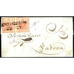 1850, 15 Cent. rosso, primo tipo, coppia su lettera da...