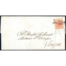 1850, 15 Cent. rosso, primo tipo, su lettera da Padova...