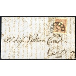 1858, 10 Soldi bruno, primo tipo, su lettera da Venezia,...