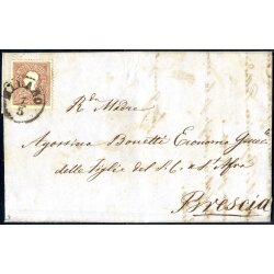 1858, 10 Soldi bruno primo tipo, su lettera da Milano il...