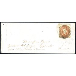 1861/62, 10 Soldi bruno mattone, su lettera da Tolmezzo...