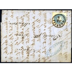 1863, 10 Soldi azzurro, su lettera da Venezia il 13.4.,...