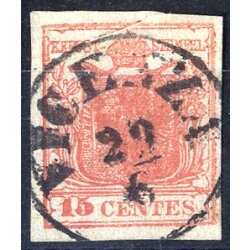 1850, "Pieghe di carta", 15 Cent. rosa...