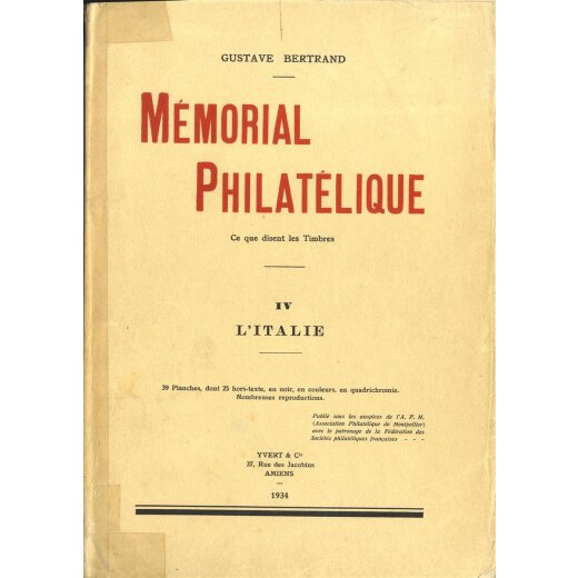 Memorial Philatelique, volume IV di Gustave Bertrand, 1934