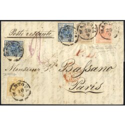 1850/54, Lettera doppio porto da Mantova 20.9.1858 per...