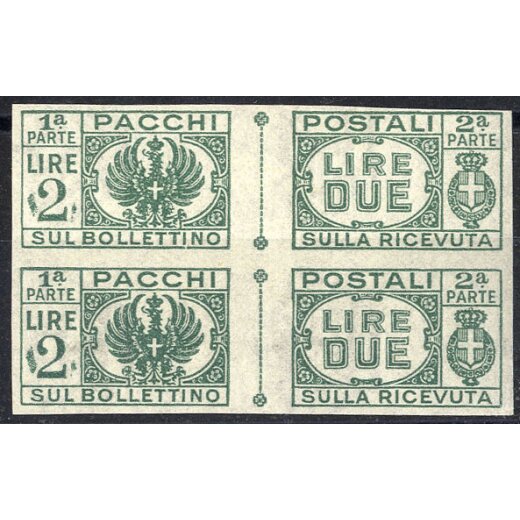 1946, "Non dentellati", 2 Lire verde, coppia (61a / 200,-)