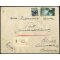 1946-47, I Periodo Tariffario, lettera raccomandata affrancata per 35 Lire da Venezia il 7.12.46 per Zürich (Svizzera), Sass. 558,562
