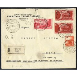 1946-47, I Periodo Tariffario, lettera raccomandata...