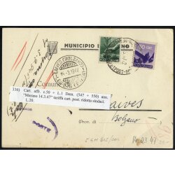 1946-47, I Periodo Tariffario, 2 cartoline a tassa...