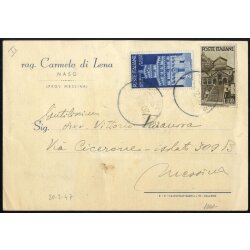 1946-47, I Periodo Tariffario, 3 cartoline affrancate per...