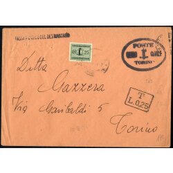 1944, lettera con tassa a carico, tassata con 25 c....