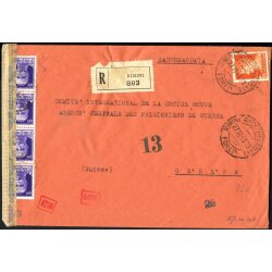 1943, lettera raccomandata aerea da Rimini il 27.10. per...