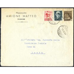 1944, lettera da Vische il 13.12. per Aosta affrancata...