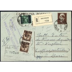 1945, Cartolina postale 1,20 Lire + Sass. 525 + 544x2 da...