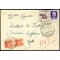 1945, Lettera da Cagliari 14.7.1945 per Furtei con affrancatura mista di valori gemelli 50 Cent. Imperiale + 50 Cent. Lupa, tassata per 2 Lire con coppia segnatasse da 1 Lira (Sass. 251+515A+T81)